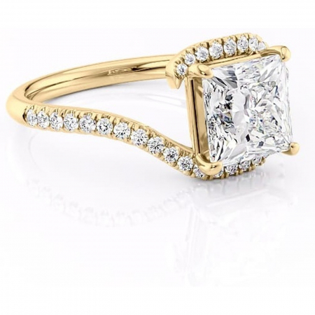 14K - Inel de logodnă Sienna din aur Galben 14kt cu moissanite tăietură princess – Montură pavé rafinată pentru profil mediu | Personalizează și configurează gratuit online