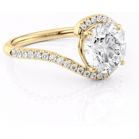 Aur galben - Inel de logodnă Sienna din aur Galben 14kt cu moissanite tăietură rotundă – Montură pavé rafinată pentru profil mediu | Personalizează și configurează gratuit online