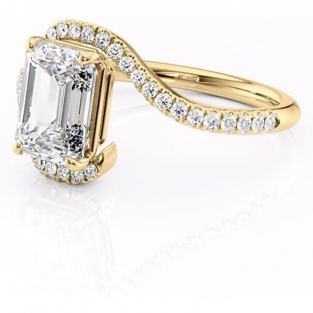 Inel de logodnă Sienna din aur Galben 14kt cu moissanite tăietură smarald – Montură pavé rafinată pentru profil mediu | Personalizează și configurează gratuit online [6]