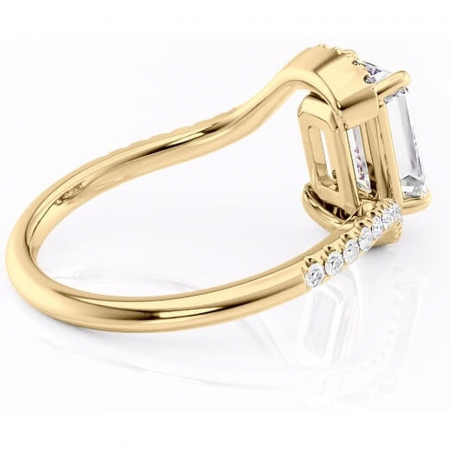 Inel de logodnă Sienna din aur Galben 14kt cu moissanite tăietură smarald – Montură pavé rafinată pentru profil mediu | Personalizează și configurează gratuit online [2]