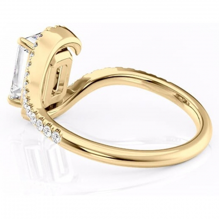 Inel de logodnă Sienna din aur Galben 14kt cu moissanite tăietură smarald – Montură pavé rafinată pentru profil mediu | Personalizează și configurează gratuit online [4]