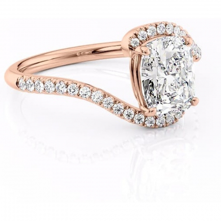 18K - Inel de logodnă Sienna din aur Rose 14kt cu moissanite tăietură asscher – Montură pavé rafinată pentru profil mediu | Personalizează și configurează gratuit online