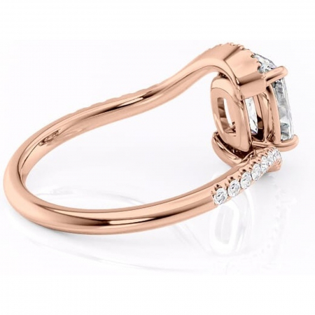 Inel de logodnă Sienna din aur Rose 14kt cu moissanite tăietură asscher – Montură pavé rafinată pentru profil mediu | Personalizează și configurează gratuit online [2]