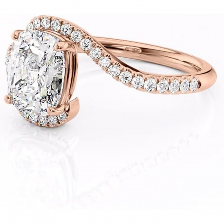 Inel de logodnă Sienna din aur Rose 14kt cu moissanite tăietură asscher – Montură pavé rafinată pentru profil mediu | Personalizează și configurează gratuit online [6]