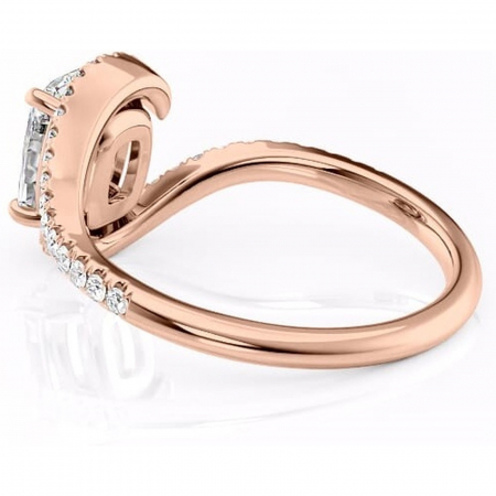 Inel de logodnă Sienna din aur Rose 14kt cu moissanite tăietură asscher – Montură pavé rafinată pentru profil mediu | Personalizează și configurează gratuit online [4]