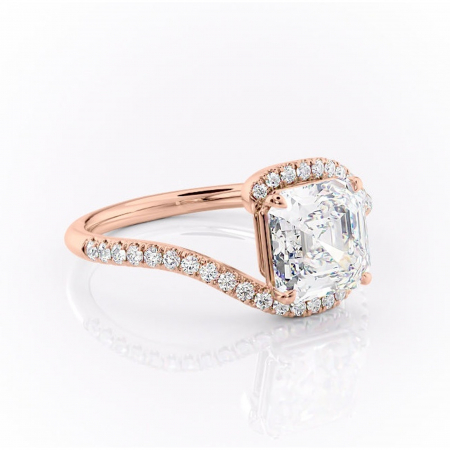18K - Inel de logodnă Sienna din aur Rose 18kt cu moissanite tăietură asscher – Montură pavé rafinată pentru profil mediu | Personalizează și configurează gratuit online