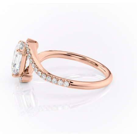 Inel de logodnă Sienna din aur Rose 18kt cu moissanite tăietură asscher – Montură pavé rafinată pentru profil mediu | Personalizează și configurează gratuit online [5]