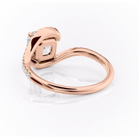 Inel de logodnă Sienna din aur Rose 18kt cu moissanite tăietură asscher – Montură pavé rafinată pentru profil mediu | Personalizează și configurează gratuit online [3]