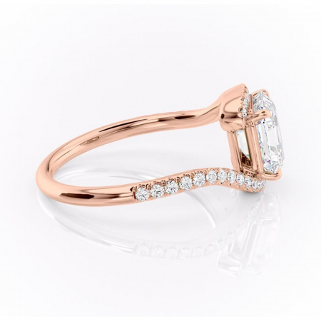 Inel de logodnă Sienna din aur Rose 18kt cu moissanite tăietură asscher – Montură pavé rafinată pentru profil mediu | Personalizează și configurează gratuit online [1]