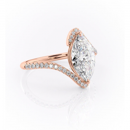 Marquise - Inel de logodnă Sienna din aur Rose 18kt cu moissanite tăietură marquise – Montură pavé rafinată pentru profil mediu | Personalizează și configurează gratuit online