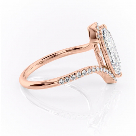 Inel de logodnă Sienna din aur Rose 18kt cu moissanite tăietură marquise – Montură pavé rafinată pentru profil mediu | Personalizează și configurează gratuit online [1]