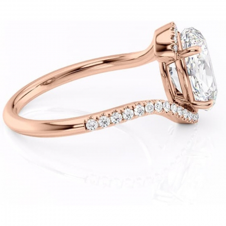 Inel de logodnă Sienna din aur Rose 14kt cu moissanite tăietură ovală – Montură pavé rafinată pentru profil mediu | Personalizează și configurează gratuit online [1]