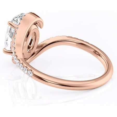 Inel de logodnă Sienna din aur Rose 14kt cu moissanite tăietură ovală – Montură pavé rafinată pentru profil mediu | Personalizează și configurează gratuit online [4]