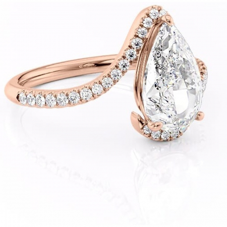 18K - Inel de logodnă Sienna din aur Rose 18kt cu moissanite tăietură pară – Montură pavé rafinată pentru profil mediu | Personalizează și configurează gratuit online