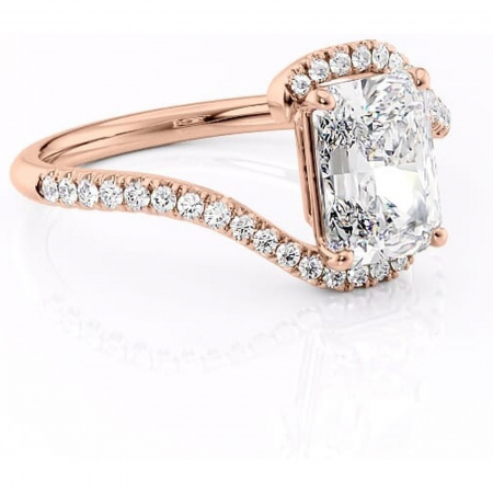18K - Inel de logodnă Sienna din aur Rose 18kt cu moissanite tăietură radiantă – Montură pavé rafinată pentru profil mediu | Personalizează și configurează gratuit online