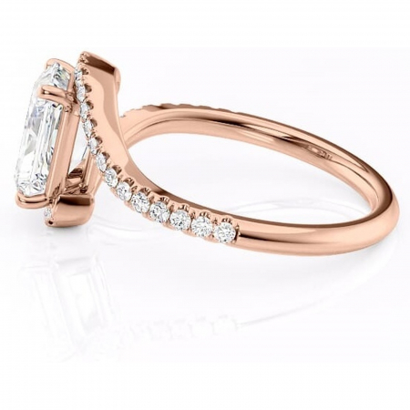 Inel de logodnă Sienna din aur Rose 14kt cu moissanite tăietură radiantă – Montură pavé rafinată pentru profil mediu | Personalizează și configurează gratuit online [5]