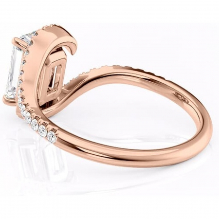 Inel de logodnă Sienna din aur Rose 14kt cu moissanite tăietură radiantă – Montură pavé rafinată pentru profil mediu | Personalizează și configurează gratuit online [4]