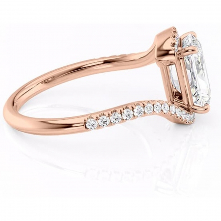 Inel de logodnă Sienna din aur Rose 14kt cu moissanite tăietură radiantă – Montură pavé rafinată pentru profil mediu | Personalizează și configurează gratuit online [1]