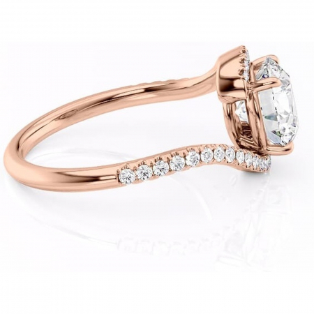 Inel de logodnă Sienna din aur Rose 14kt cu moissanite tăietură rotundă – Montură pavé rafinată pentru profil mediu | Personalizează și configurează gratuit online [1]