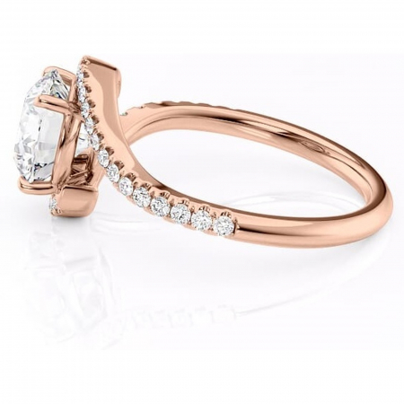 Inel de logodnă Sienna din aur Rose 14kt cu moissanite tăietură rotundă – Montură pavé rafinată pentru profil mediu | Personalizează și configurează gratuit online [5]