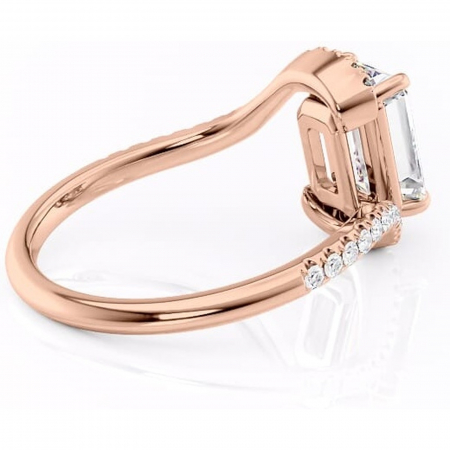 Inel de logodnă Sienna din aur Rose 14kt cu moissanite tăietură smarald – Montură pavé rafinată pentru profil mediu | Personalizează și configurează gratuit online [2]