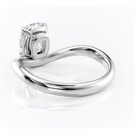 Inel de logodnă Silvara din aur Alb 14kt cu moissanite tăietură pernă – Solitar rafinată pentru profil jos | Personalizează și configurează gratuit online [3]