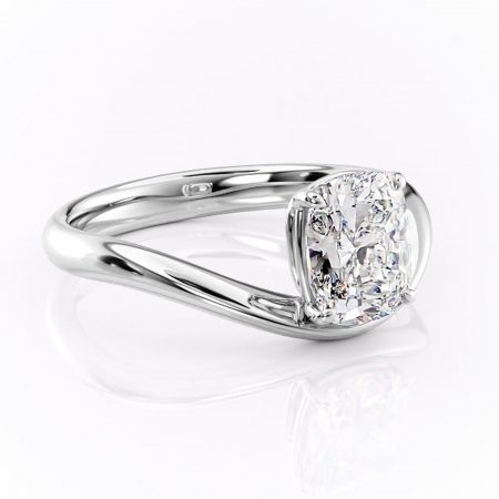 Pernă alungită - Inel de logodnă Silvara din aur Alb 14kt cu moissanite tăietură pernă – Solitar rafinată pentru profil jos | Personalizează și configurează gratuit online