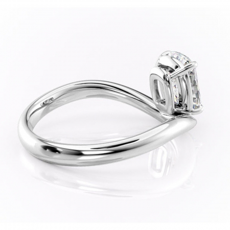 Inel de logodnă Silvara din aur Alb 14kt cu moissanite tăietură pernă – Solitar rafinată pentru profil jos | Personalizează și configurează gratuit online [2]