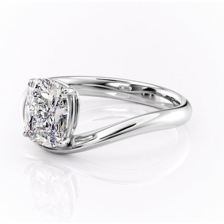 Inel de logodnă Silvara din aur Alb 14kt cu moissanite tăietură pernă – Solitar rafinată pentru profil jos | Personalizează și configurează gratuit online [6]