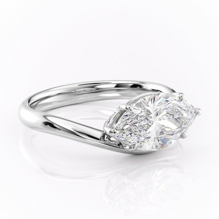 Marquise - Inel de logodnă Silvara din aur Alb 14kt cu moissanite tăietură marquise – Solitar rafinată pentru profil jos | Personalizează și configurează gratuit online