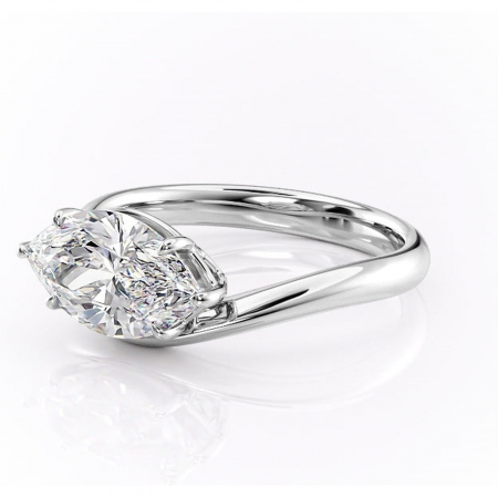 Inel de logodnă Silvara din aur Alb 14kt cu moissanite tăietură marquise – Solitar rafinată pentru profil jos | Personalizează și configurează gratuit online [6]