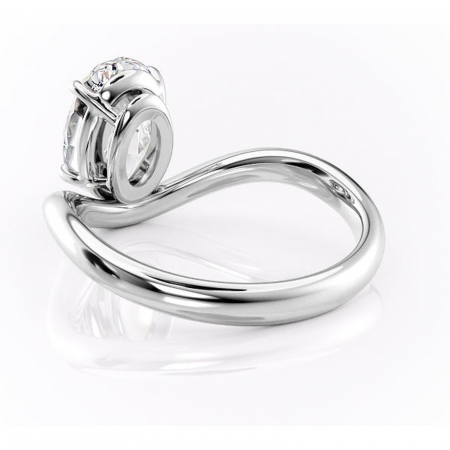 Inel de logodnă Silvara din aur Alb 14kt cu moissanite tăietură ovală – Solitar rafinată pentru profil jos | Personalizează și configurează gratuit online [3]