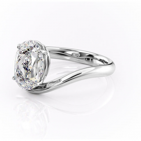 Inel de logodnă Silvara din aur Alb 14kt cu moissanite tăietură ovală – Solitar rafinată pentru profil jos | Personalizează și configurează gratuit online [6]
