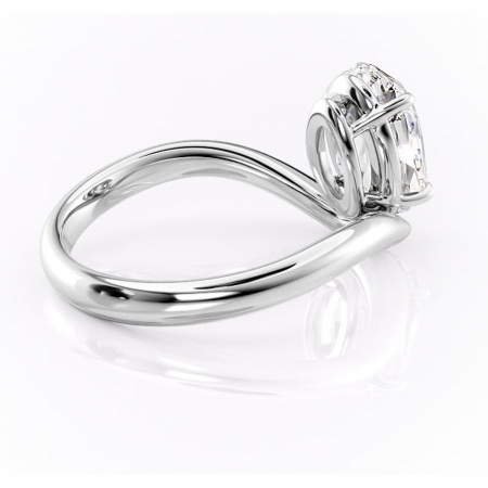 Inel de logodnă Silvara din aur Alb 14kt cu moissanite tăietură ovală – Solitar rafinată pentru profil jos | Personalizează și configurează gratuit online [2]