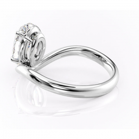 Inel de logodnă Silvara din aur Alb 14kt cu moissanite tăietură ovală – Solitar rafinată pentru profil jos | Personalizează și configurează gratuit online [4]