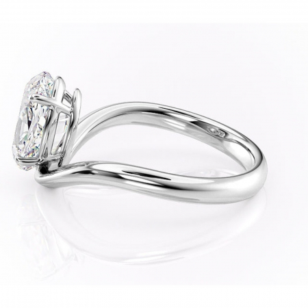 Inel de logodnă Silvara din aur Alb 14kt cu moissanite tăietură ovală – Solitar rafinată pentru profil jos | Personalizează și configurează gratuit online [5]