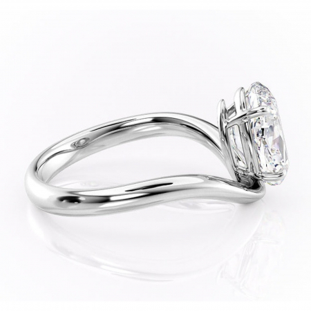 Inel de logodnă Silvara din aur Alb 14kt cu moissanite tăietură ovală – Solitar rafinată pentru profil jos | Personalizează și configurează gratuit online [1]