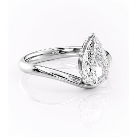 Pară - Inel de logodnă Silvara din aur Alb 14kt cu moissanite tăietură pară – Solitar rafinată pentru profil jos | Personalizează și configurează gratuit online