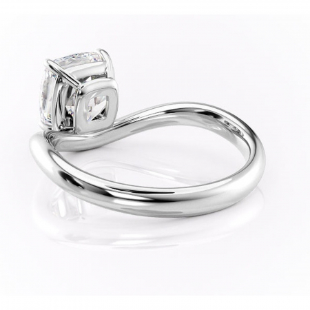 Inel de logodnă Silvara din aur Alb 14kt cu moissanite tăietură pernă – Solitar rafinată pentru profil jos | Personalizează și configurează gratuit online [3]