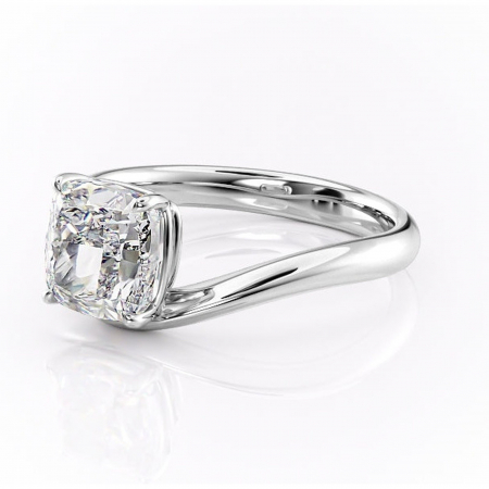 Inel de logodnă Silvara din aur Alb 14kt cu moissanite tăietură pernă – Solitar rafinată pentru profil jos | Personalizează și configurează gratuit online [6]