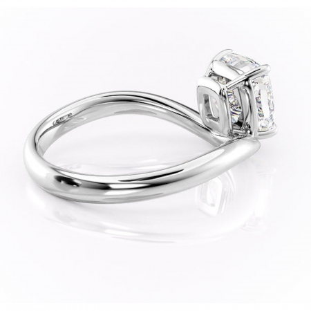 Inel de logodnă Silvara din aur Alb 14kt cu moissanite tăietură pernă – Solitar rafinată pentru profil jos | Personalizează și configurează gratuit online [2]