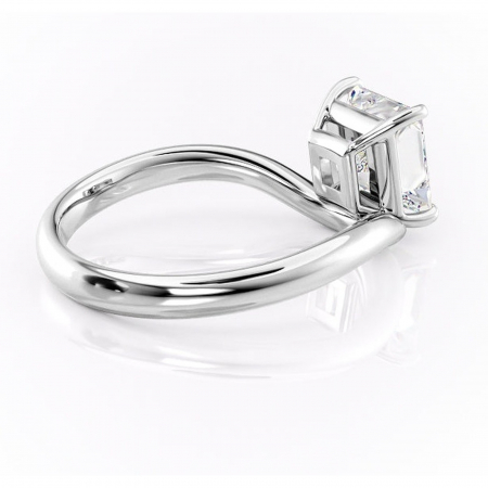 Inel de logodnă Silvara din aur Alb 14kt cu moissanite tăietură princess – Solitar rafinată pentru profil jos | Personalizează și configurează gratuit online [2]