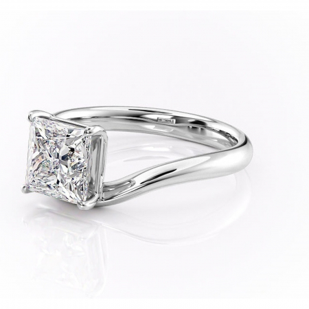 Inel de logodnă Silvara din aur Alb 14kt cu moissanite tăietură princess – Solitar rafinată pentru profil jos | Personalizează și configurează gratuit online [6]