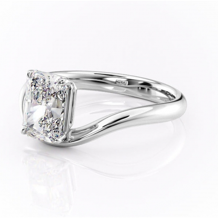 Inel de logodnă Silvara din aur Alb 14kt cu moissanite tăietură radiantă – Solitar rafinată pentru profil jos | Personalizează și configurează gratuit online [6]