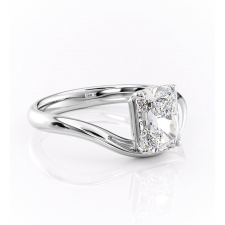 Radiantă - Inel de logodnă Silvara din aur Alb 14kt cu moissanite tăietură radiantă – Solitar rafinată pentru profil jos | Personalizează și configurează gratuit online