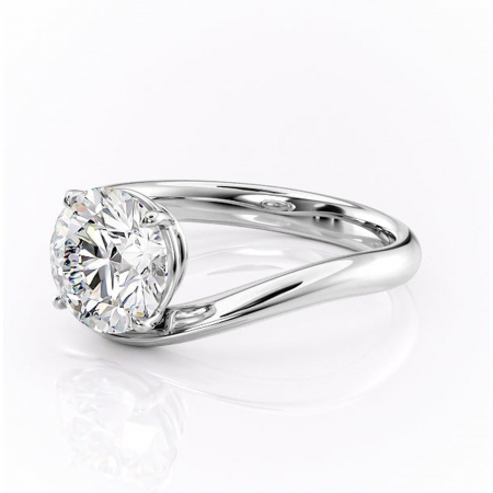 Inel de logodnă Silvara din aur Alb 18kt cu moissanite tăietură rotundă – Solitar rafinată pentru profil jos | Personalizează și configurează gratuit online [6]