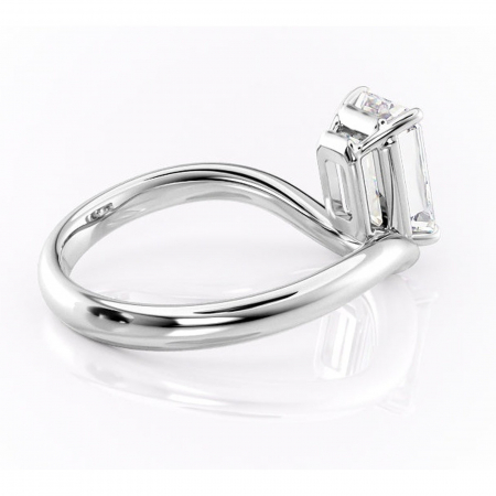 Inel de logodnă Silvara din aur Alb 14kt cu moissanite tăietură smarald – Solitar rafinată pentru profil jos | Personalizează și configurează gratuit online [2]