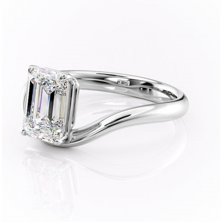 Inel de logodnă Silvara din aur Alb 18kt cu moissanite tăietură smarald – Solitar rafinată pentru profil jos | Personalizează și configurează gratuit online [6]