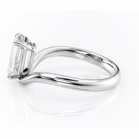 Inel de logodnă Silvara din aur Alb 14kt cu moissanite tăietură smarald – Solitar rafinată pentru profil jos | Personalizează și configurează gratuit online [5]