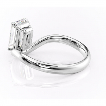 Inel de logodnă Silvara din aur Alb 14kt cu moissanite tăietură smarald – Solitar rafinată pentru profil jos | Personalizează și configurează gratuit online [4]